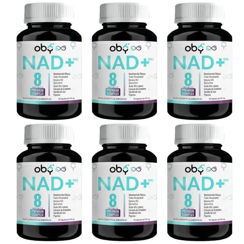 OBY NAD+ Infinity | Potenciado 8 Ingredientes: Nicotinamida Ribosa, Resveratrol | 100% Vegano | 180 caps  ̶$̶5̶,̶3̶9̶4̶ oby.mx