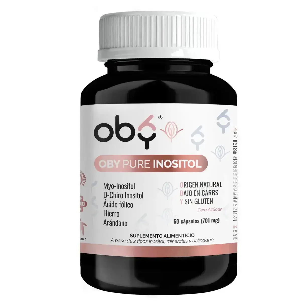 OBY Pure Inositol con Myo y D-Chiro Inositol + Ácido Fólico, Hierro y Extracto Arándano | Capsulas oby.mx