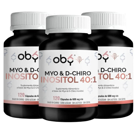 Pack de 3 frascos: Oby Myo y D-Chiro Inositol Ratio 40:1 | 120 cápsulas Fast Bundle