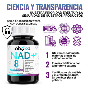 NAD+ con Resveratrol 30 cápsulas oby.mx