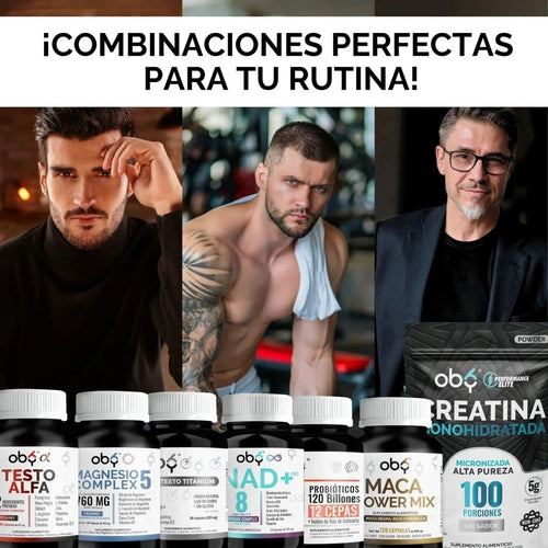 OBY Testo Alfa | Vitaminas hombre con 12 ingredientes | 180 cápsulas oby.mx