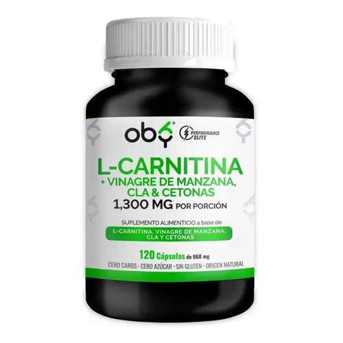 OBY L Carnitina con Vinagre de manzana, CLA y cetonas | 120 Cápsulas $̶5̶4̶9̶.̶0̶0̶ oby.mx