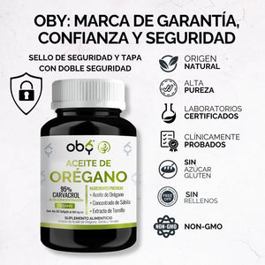 *Aceite de Orégano 95% Carvacrol con Sábila y Tomillo (60 cápsulas) oby.mx