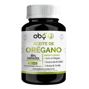 *Aceite de Orégano 95% Carvacrol con Sábila y Tomillo (60 cápsulas) oby.mx