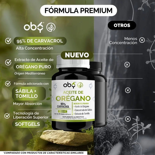 *Aceite de Orégano 95% Carvacrol con Sábila y Tomillo (60 cápsulas) oby.mx