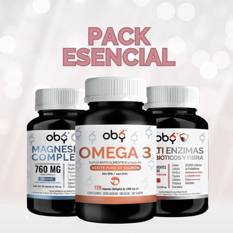 PACK ESCENCIAL | Magnesio complex 5 + Omega 3 + Multi Enzimas oby.mx