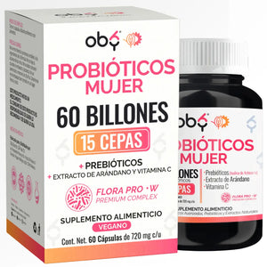 Probióticos Mujer 60 Billones 15 Cepas 60 cápsulas oby.mx