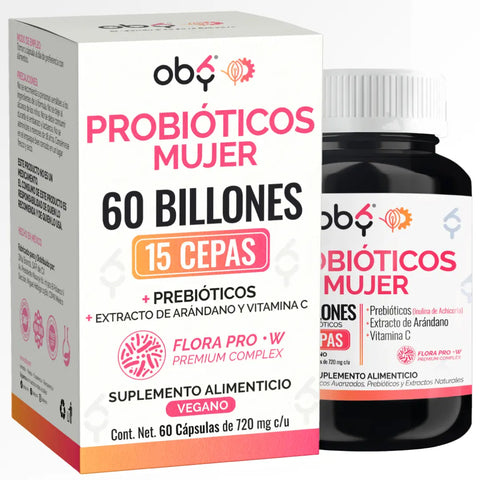 Probióticos Mujer 60 Billones 15 Cepas 60 cápsulas oby.mx