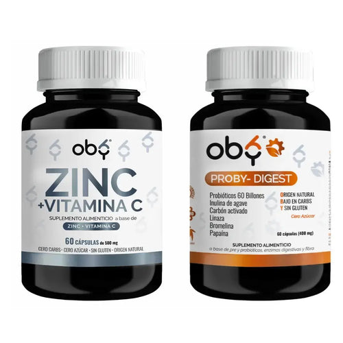 Regalo: OBY Zinc Puro + Vitamina C | 60 cápsulas + Proby Digest 30 Capsulas | 60 billones Probioticos y Prebioticos oby.mx