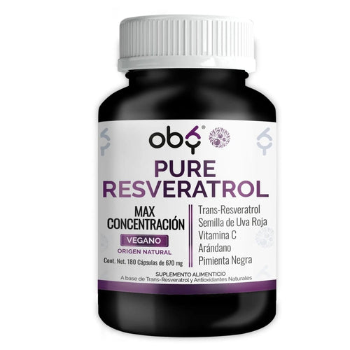 *Trans Resveratrol 100% Puro con Alto Contenido Polifenoles (180 cápsulas) oby.mx