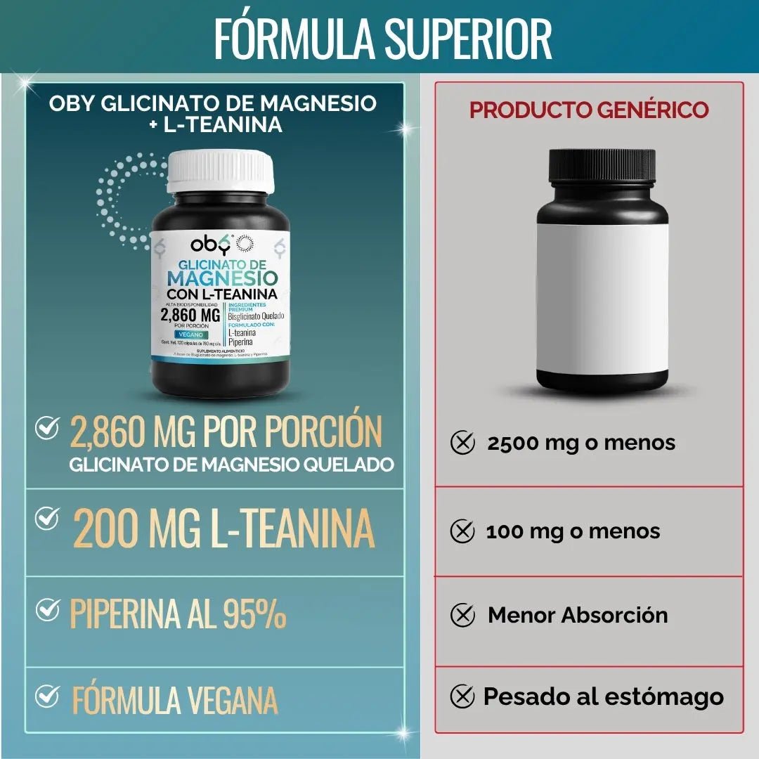 Glicinato de Magnesio con L-Teanina 120 cápsulas oby.mx