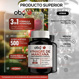 *Vinagre De Manzana Con Fibra Prebiótica y Enzimas Digestivas oby.mx