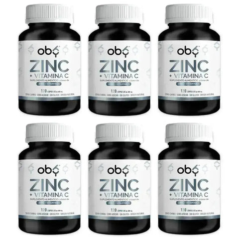 Pack de 6 frascos: OBY Zinc Puro + Vitamina C | 120 caps. Fast Bundle