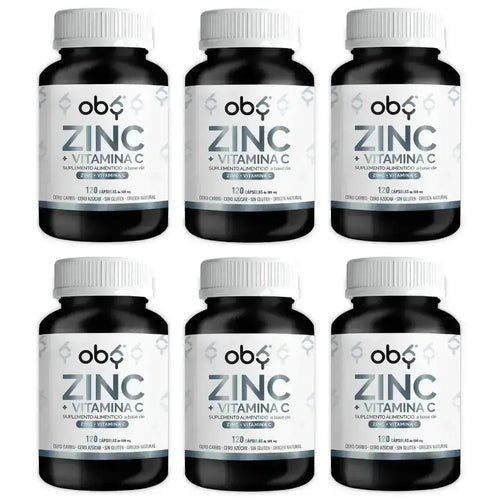 Pack de 6 frascos: OBY Zinc Puro + Vitamina C | 120 caps. Fast Bundle