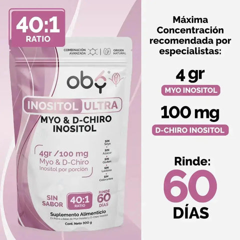 Oby Inositol Ultra - Myo y D-Chiro Inositol 40:1 oby.mx