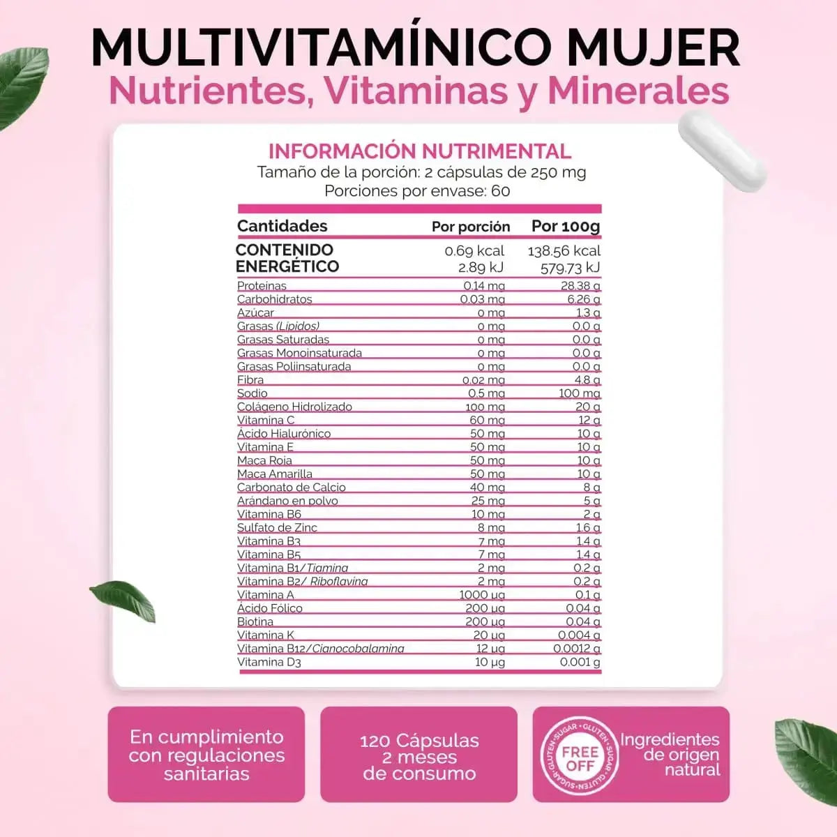 OBY MULTI HER Multivitaminico MUJER, 20 Vitaminas, Minerales y Nutrientes. 120 CAPS oby.mx